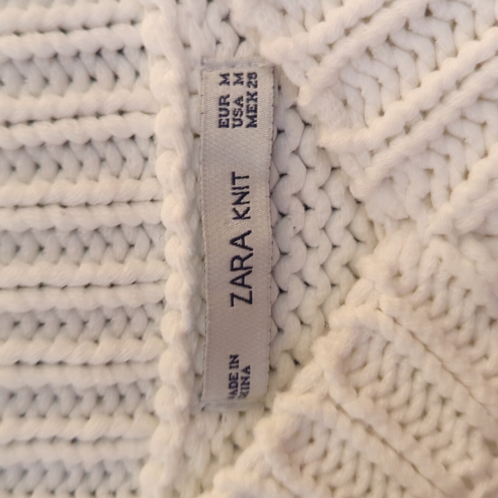 Zara (knit) white, deep vee, sleeveless sweater dress, size Medium. - Picture 2 of 3